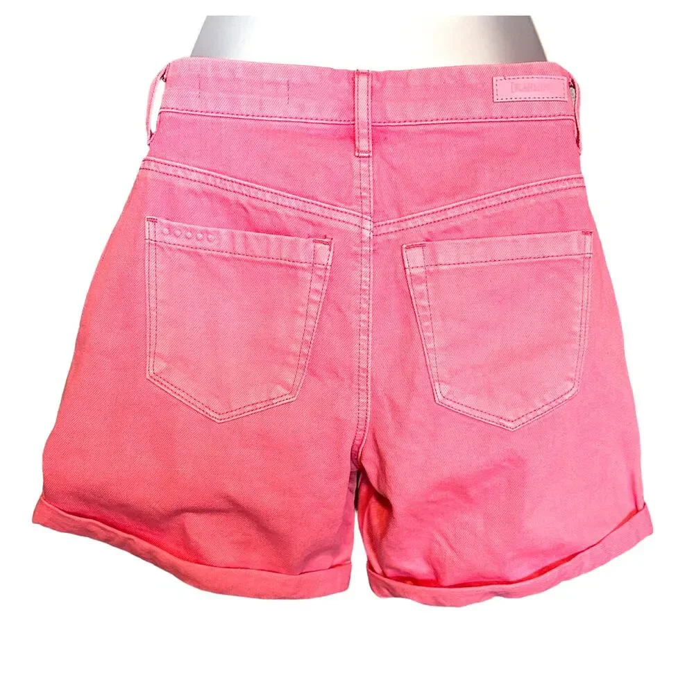 BlankNYC Pink Over Dye Denim Short Size 24 Mom Cuffed Wide Leg Baggy $78 NEW